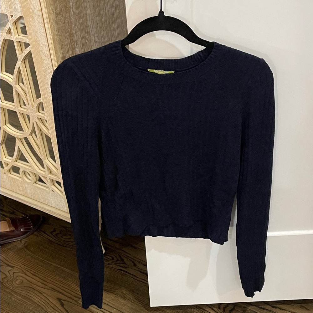 Gianni Bini Dark Blue Ribbed Sweatshirt